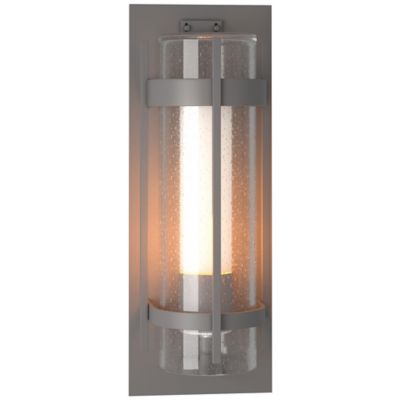 Hubbardton Forge Banded Seeded Glass Outdoor Wall Sconce - Color: Silver - 