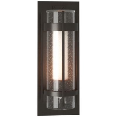 Hubbardton Forge Banded Seeded Glass Outdoor Wall Sconce - Color: Bronze - 