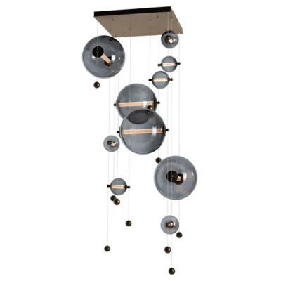 Hubbardton Forge Abacus Square LED Multi-Light Pendant Light - Color: Grey 