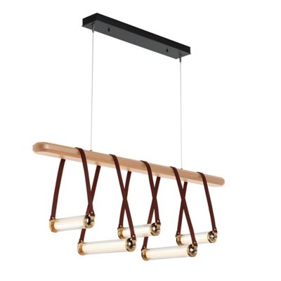 Hubbardton Forge York LED Linear Chandelier - Color: Brown - Size: 5 light 