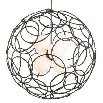 Hubbardton Forge Olympus Orb Pendant Light - Color: White - Size: 6 light -