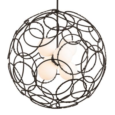 Hubbardton Forge Olympus Orb Pendant Light - Color: White - Size: 6 light -