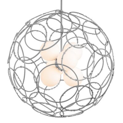 Hubbardton Forge Olympus Orb Pendant Light - Color: White - Size: 6 light -