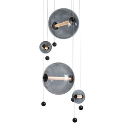 Hubbardton Forge Abacus Round LED Multi-Light Pendant Light - Color: Grey -