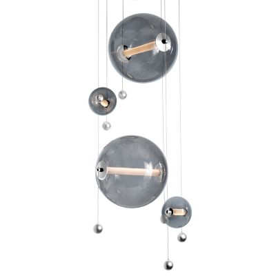 Hubbardton Forge Abacus Round LED Multi-Light Pendant Light - Color: Grey -