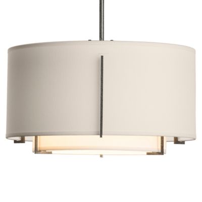 Hubbardton Forge Exos Small Double Shade Pendant Light - Color: Beige - Siz