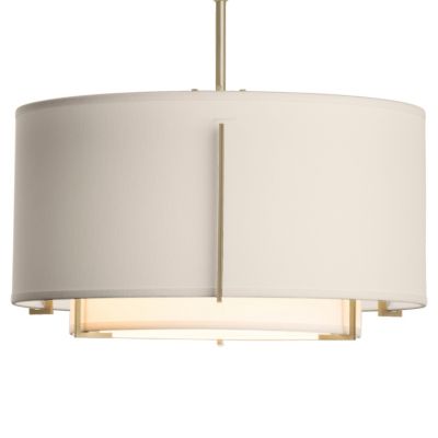 Hubbardton Forge Exos Small Double Shade Pendant Light - Color: Beige - Siz