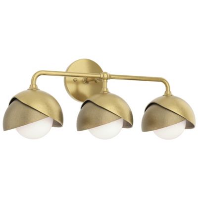 Hubbardton Forge Brooklyn 3-Light Double Shade Vanity Light in Brass, Size: