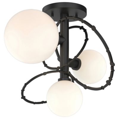 Hubbardton Forge Olympus 3-Light Semi-Flushmount Light - Color: Black - Siz