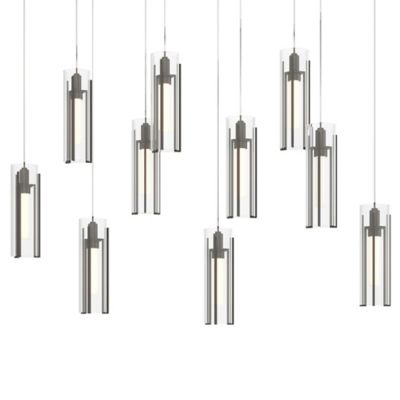 Hubbardton Forge Exos 10-Light Rectangular Pendant Light - Color: Clear - S