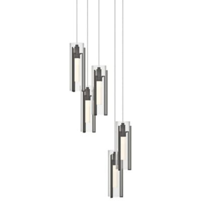 Hubbardton Forge Exos Round Multi-Light Pendant Light - Color: Clear - Size