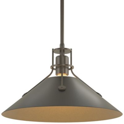 Hubbardton Forge Henry Medium Steel Shade Pendant Light - Color: Black - Si