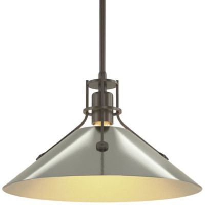 Hubbardton Forge Henry Medium Steel Shade Pendant Light - Color: Silver - S