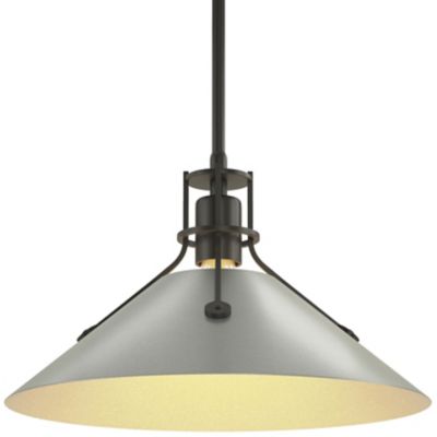 Hubbardton Forge Henry Medium Steel Shade Pendant Light - Color: Silver - S