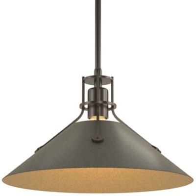 Hubbardton Forge Henry Medium Steel Shade Pendant Light - Color: Grey - Siz