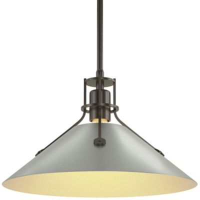 Hubbardton Forge Henry Medium Steel Shade Pendant Light - Color: Silver - S