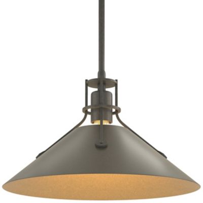 Hubbardton Forge Henry Medium Steel Shade Pendant Light - Color: Grey - Siz