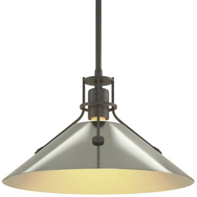 Hubbardton Forge Henry Medium Steel Shade Pendant Light - Color: Silver - S