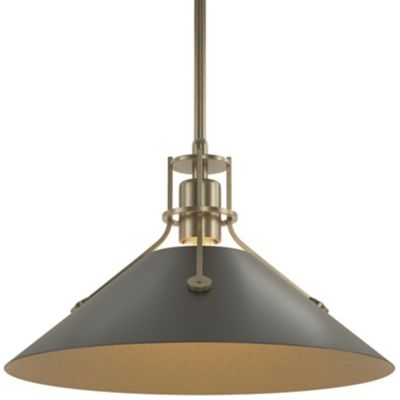 HBF2267366 Hubbardton Forge Henry Medium Steel Shade Pendant  sku HBF2267366