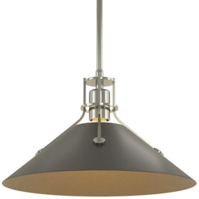 Hubbardton Forge Henry Medium Steel Shade Pendant Light - Color: Black - Si