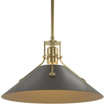 Hubbardton Forge Henry Medium Steel Shade Pendant Light - Color: Black - Si