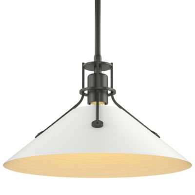 Hubbardton Forge Henry Medium Steel Shade Pendant Light - Color: White - Si