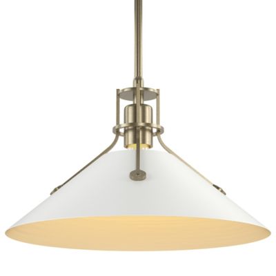 Hubbardton Forge Henry Medium Steel Shade Pendant Light - Color: White - Si