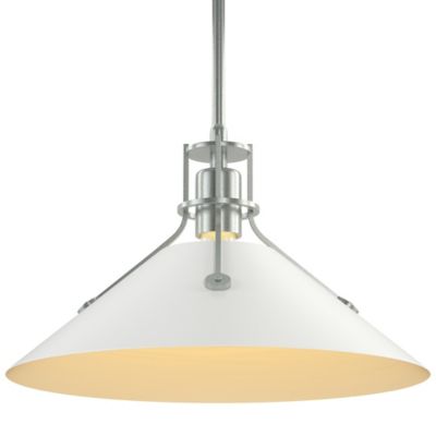 Hubbardton Forge Henry Medium Steel Shade Pendant Light - Color: White - Si