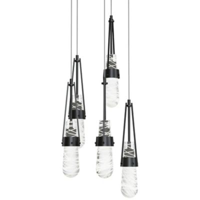 Link Blown Glass Round Multi-Light Pendant Light - Color: Clear - Size: Standard - Hubbardton Forge 131120-1041