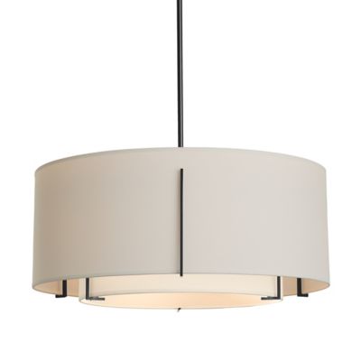 Hubbardton Forge Exos Double Shade Pendant Light - Color: Beige - Size: Sta