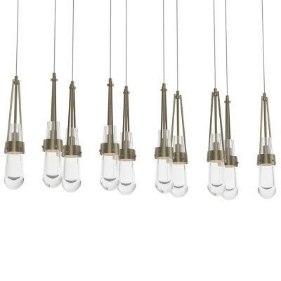 Hubbardton Forge Link 10-Light Clear Glass Rectangular Multi-Light Pendant 