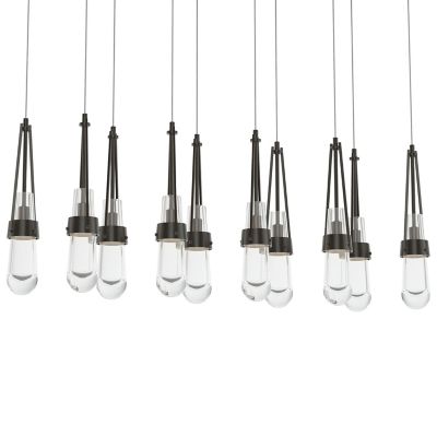 Hubbardton Forge Link 10-Light Clear Glass Rectangular Multi-Light Pendant 