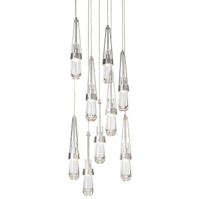 Hubbardton Forge Link Clear Glass Round Multi-Light Pendant Light - Size: 9