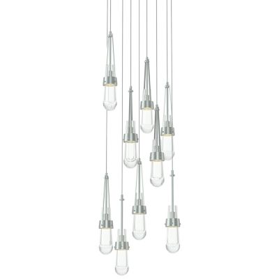 Hubbardton Forge Link Clear Glass Round Multi-Light Pendant Light - Size: 9