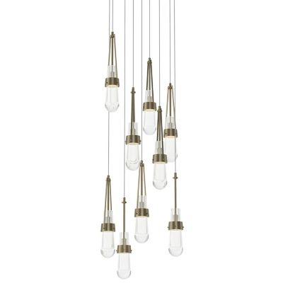 Hubbardton Forge Link Clear Glass Round Multi-Light Pendant Light - Size: 9