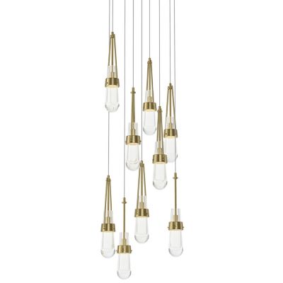 Hubbardton Forge Link Clear Glass Round Multi-Light Pendant Light - Size: 9