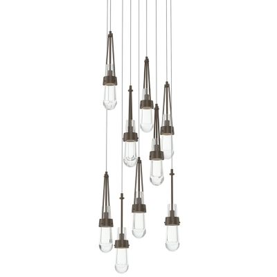 Hubbardton Forge Link Clear Glass Round Multi-Light Pendant Light - Size: 9