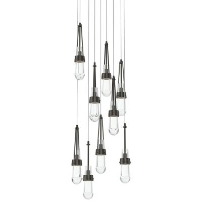 Hubbardton Forge Link Clear Glass Round Multi-Light Pendant Light - Size: 9