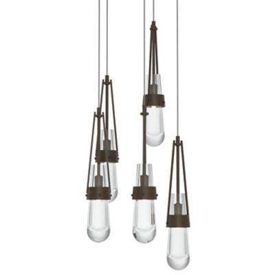 Hubbardton Forge Link Clear Glass Round Multi-Light Pendant Light - Size: 5