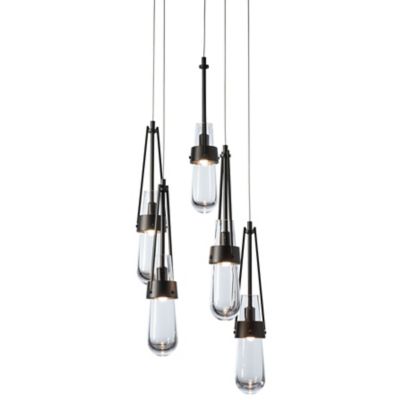 Hubbardton Forge Link Clear Glass Round Multi-Light Pendant Light - Size: 5