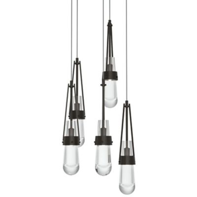 Hubbardton Forge Link Clear Glass Round Multi-Light Pendant Light - Size: 5