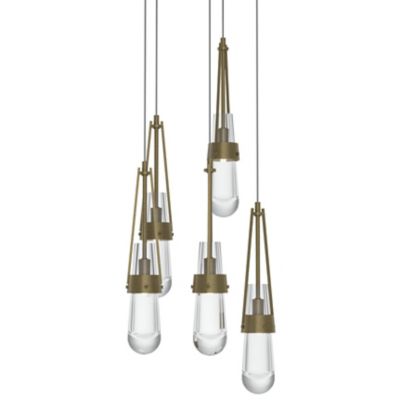 Hubbardton Forge Link Clear Glass Round Multi-Light Pendant Light - Size: 5