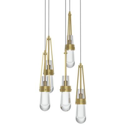 Hubbardton Forge Link Clear Glass Round Multi-Light Pendant Light - Size: 5