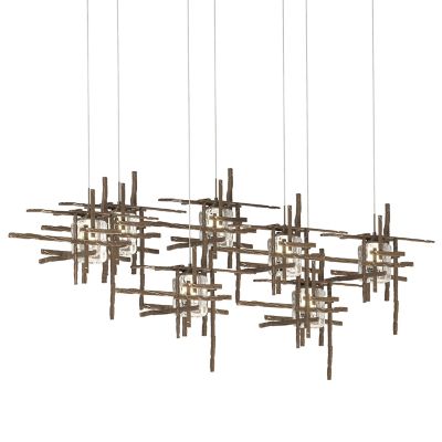 Hubbardton Forge Tura Rectangular Multi-Light Pendant Light - Color: Clear 