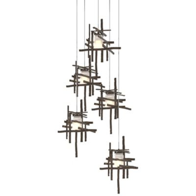 Hubbardton Forge Tura Round Multi-Light Pendant Light - Color: Bronze - Siz