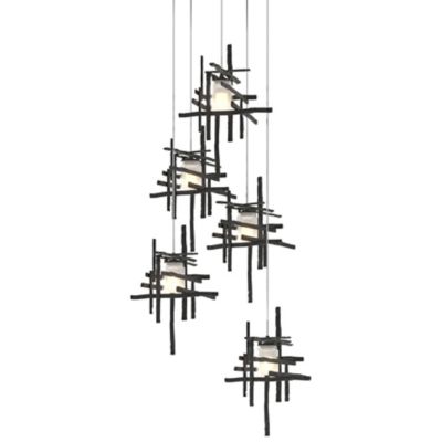 Hubbardton Forge Tura Round Multi-Light Pendant Light - Color: Black - Size