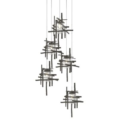 Hubbardton Forge Tura Round Multi-Light Pendant Light - Color: Grey - Size: