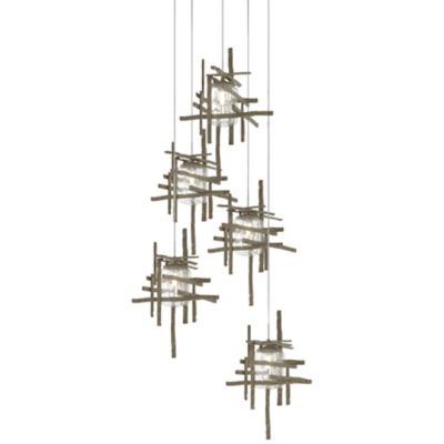 Hubbardton Forge Tura Round Multi-Light Pendant Light - Color: Gold - Size: