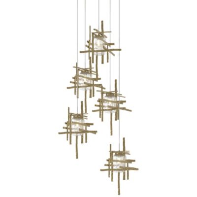 Hubbardton Forge Tura Round Multi-Light Pendant Light - Color: Brass - Size