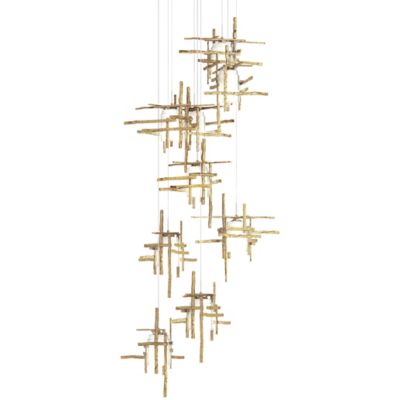 Hubbardton Forge Tura Round Multi-Light Pendant Light - Color: Brass - Size